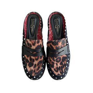 Jessica Simpson Womens Leopard & Polka Dot Platform Loafers - Size 8.5